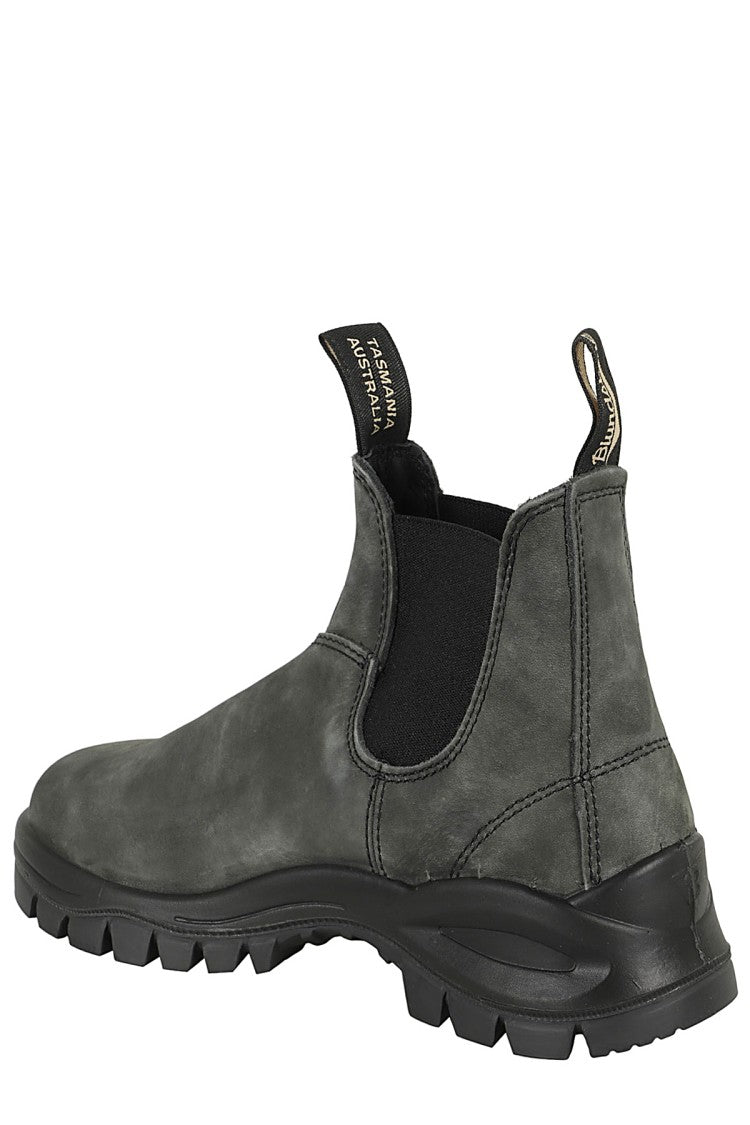 Blundstone Washed Grey Lug Boots With Elastic Side Inserts