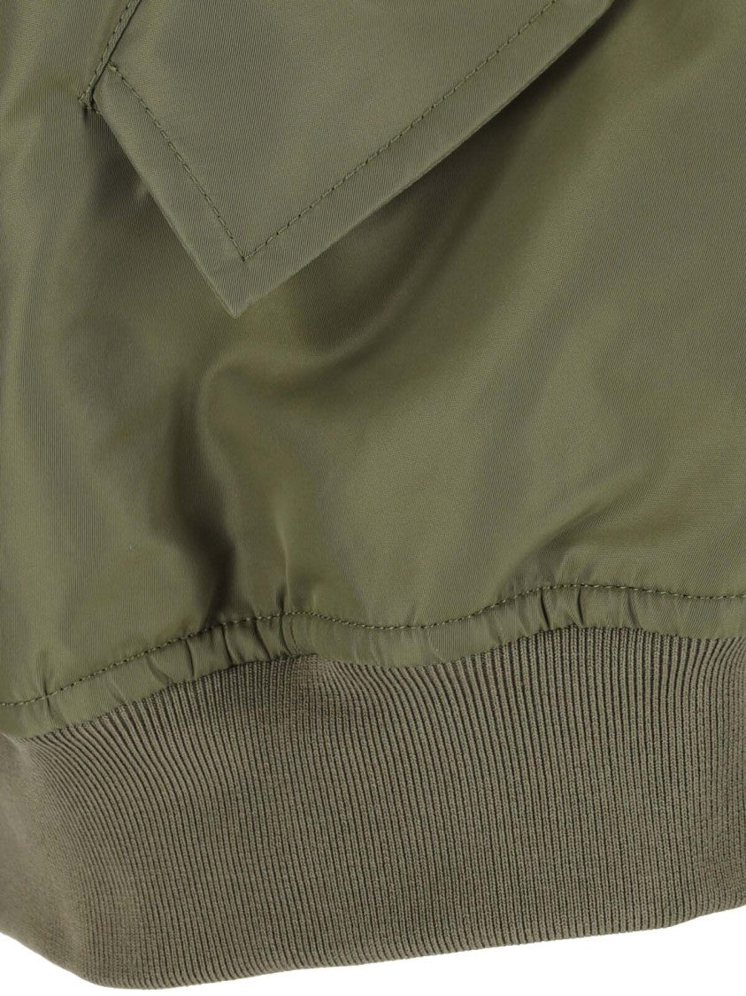 Hed Mayner Green Nylon Zip Jacket With Ribbed Details