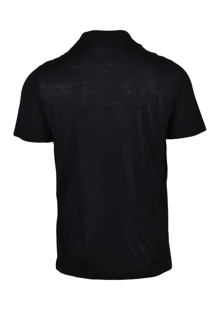 Drumohr Silk Knit Polo Shirt - Black