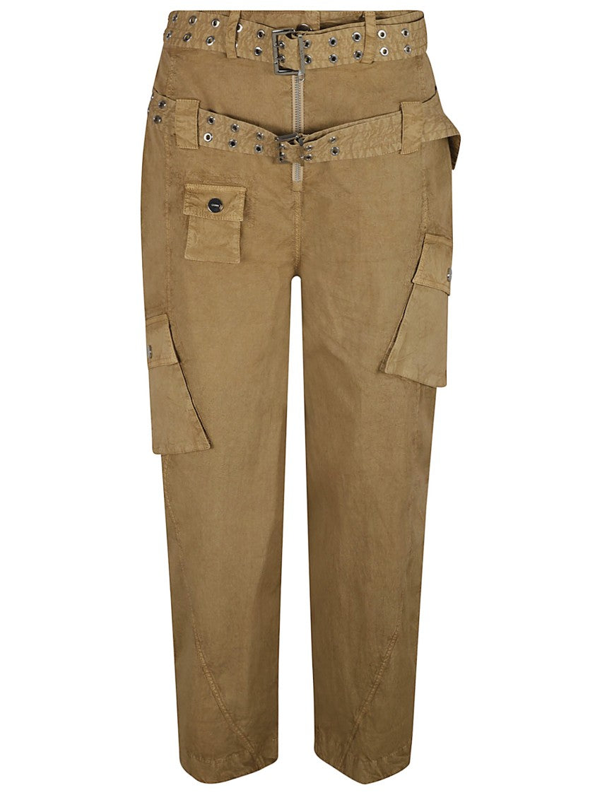 Ganni Relaxed-Fit High-Waisted Trousers With Belted Design