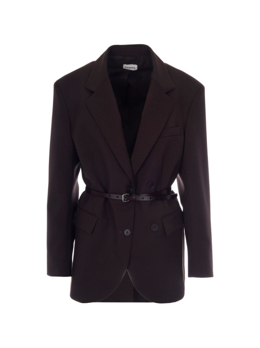Parosh Black Tailored Double-Breasted Slim Blazer Jacket