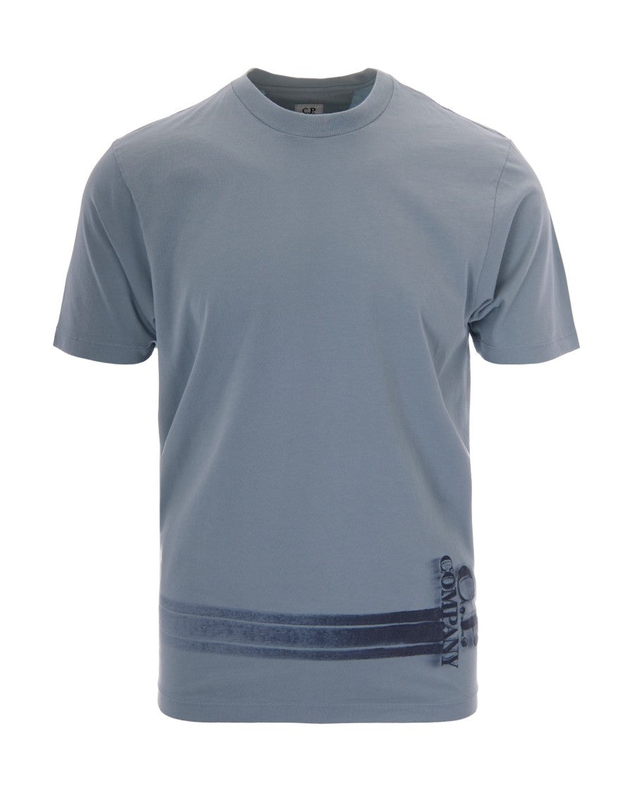 C.P. Company Silver Blue Bottom Logo Cotton T-Shirt