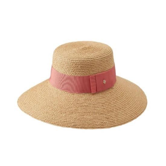 Helen Kaminski Woven Raffia Wide-Brimmed Hat With Textured Fabric Band