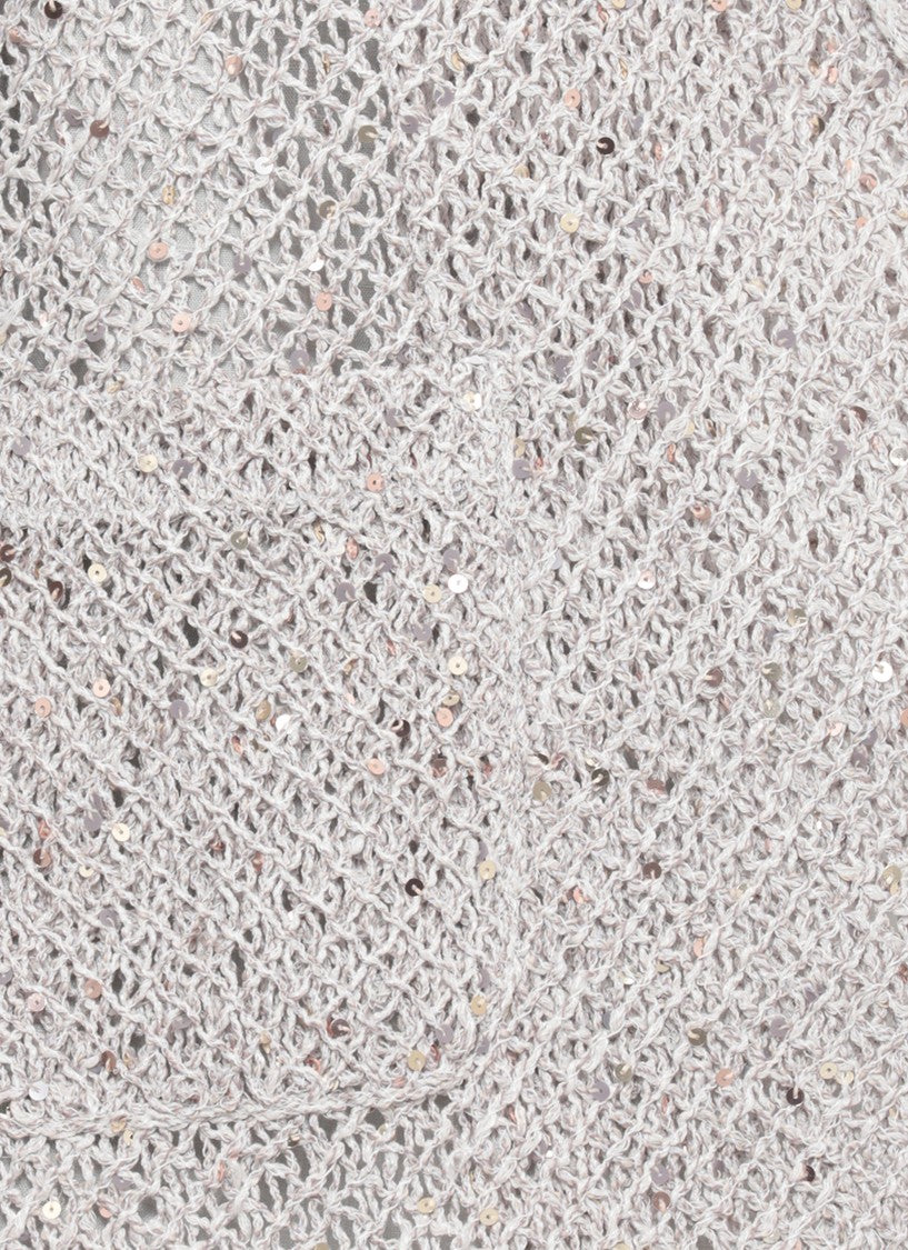 Panicale Grey Sequined Linen-Cotton Blazer