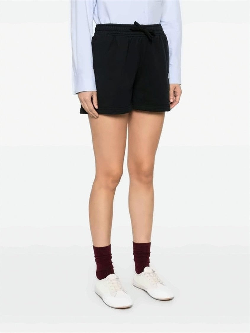 Maison Kitsuné Relaxed Fit Black Cotton Shorts With Drawstring Waist