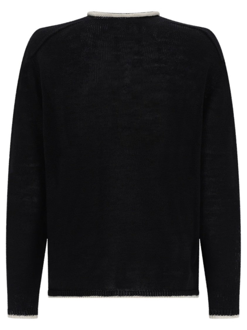 Max Mara Linen Knit Top With Contrasting Abstract Text Design