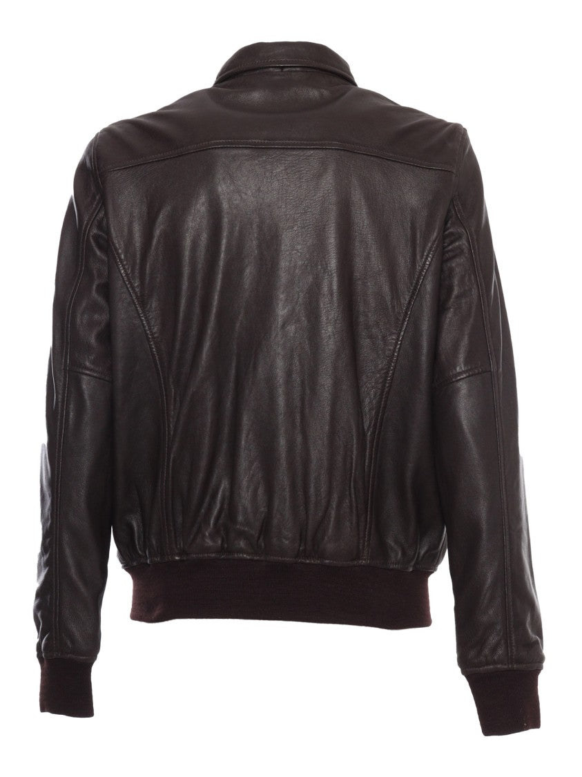 Schott Nyc Classic Brown Leather Bomber Jacket