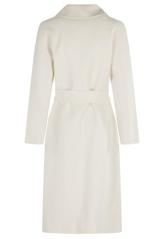 Max Mara Refined White Coat In Virgin Wool, Silk,