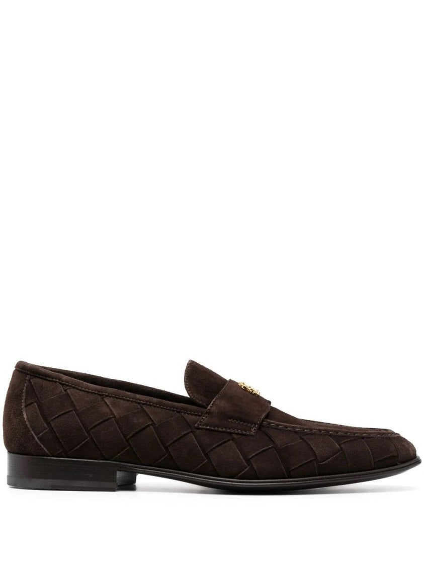Roberto Cavalli Woven Suede Loafers With Subtle Emblem