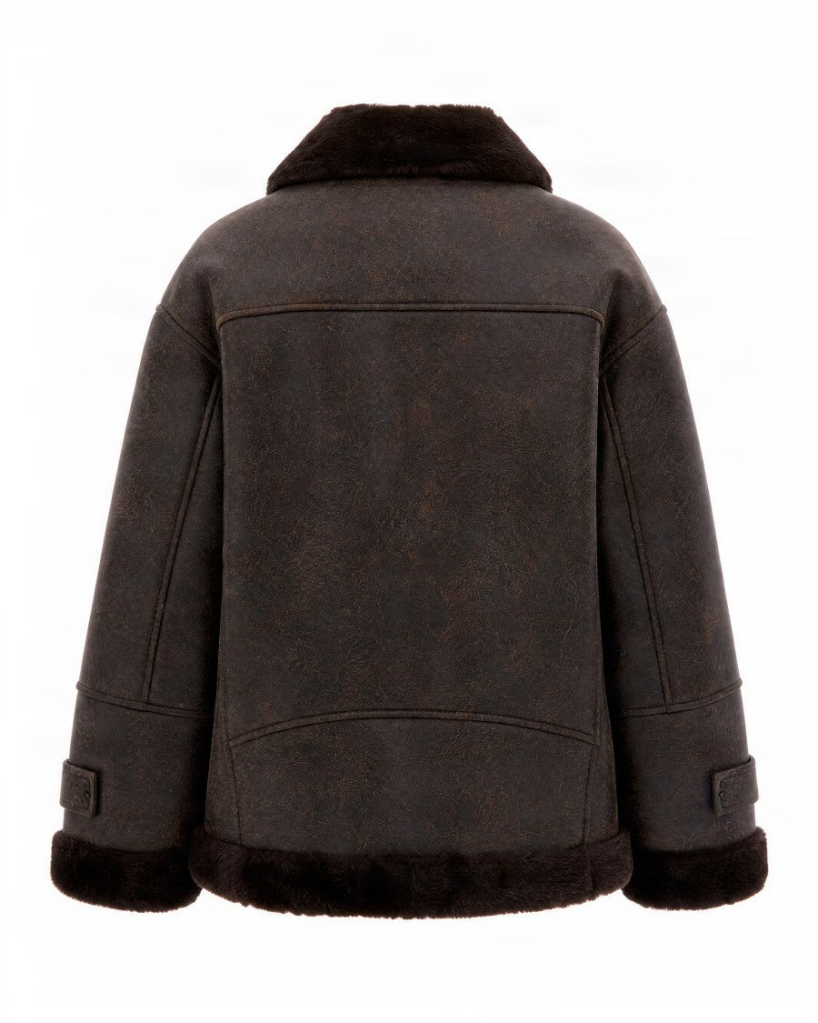 Liu Jo Aviator Jacket With Plush Fur Collar And Oversized Fit