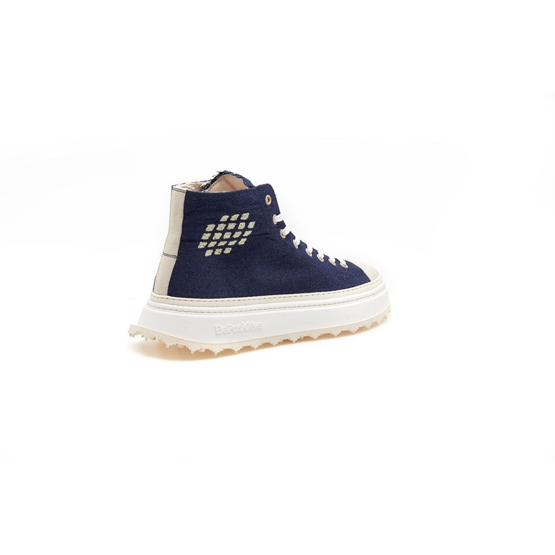 Bepositive Navy Leather Mid-Cut Sneakers