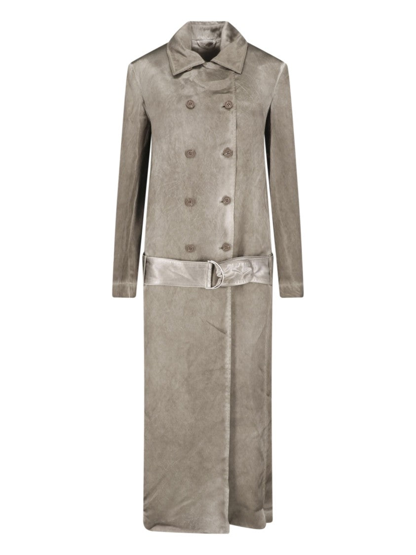 Diesel Grey Acetate Satin Double Breasted Trench Coat