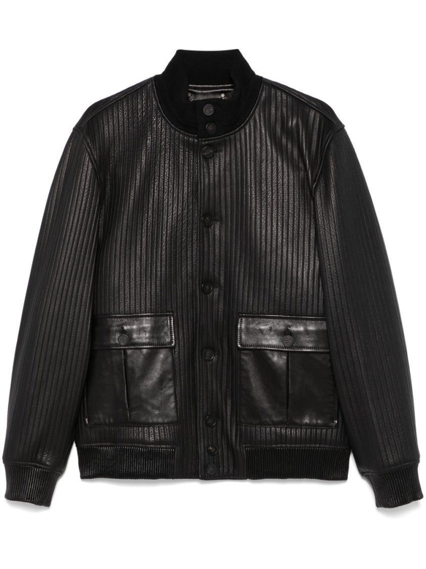 Golden Goose Textured Ribbed Black Jacket