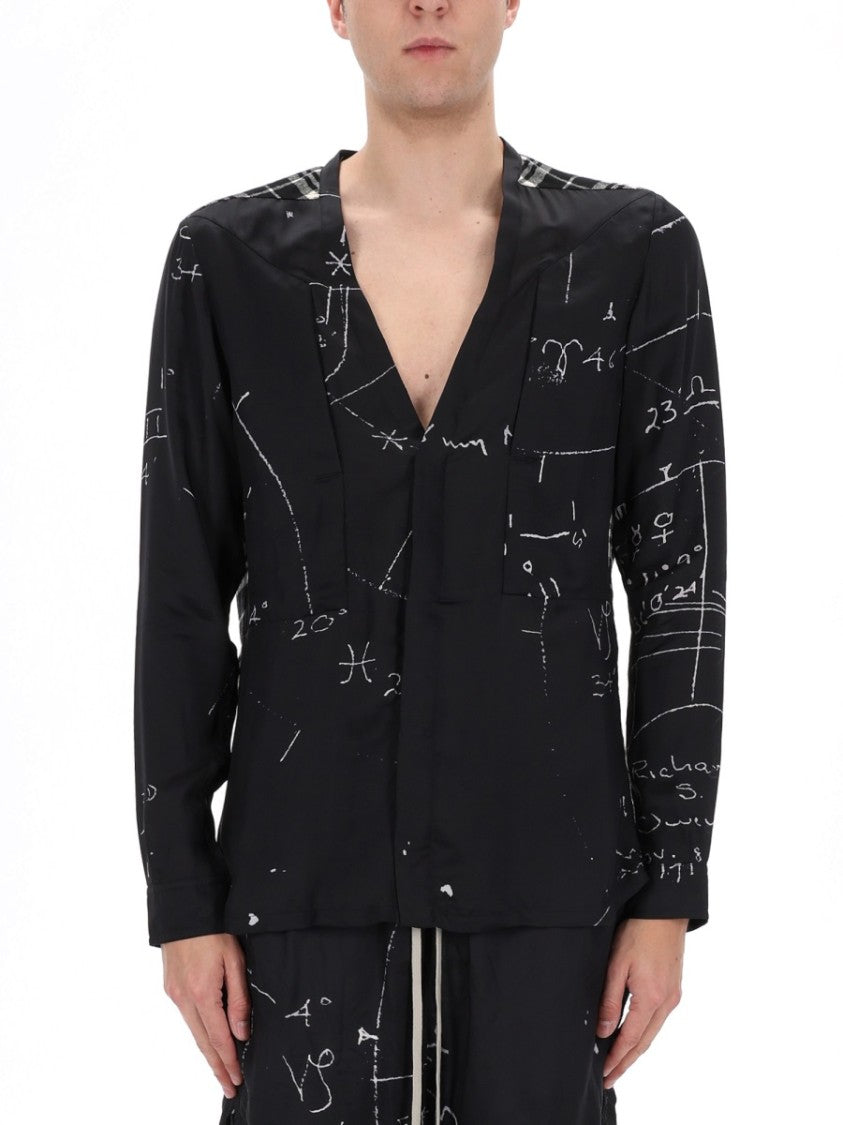 Rick Owens Larry Fogpocket Viscose-Blend Abstract Shirt