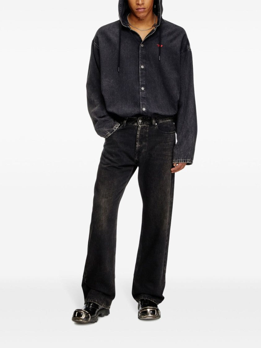Diesel Relaxed Fit Black Washed Denim Jeans