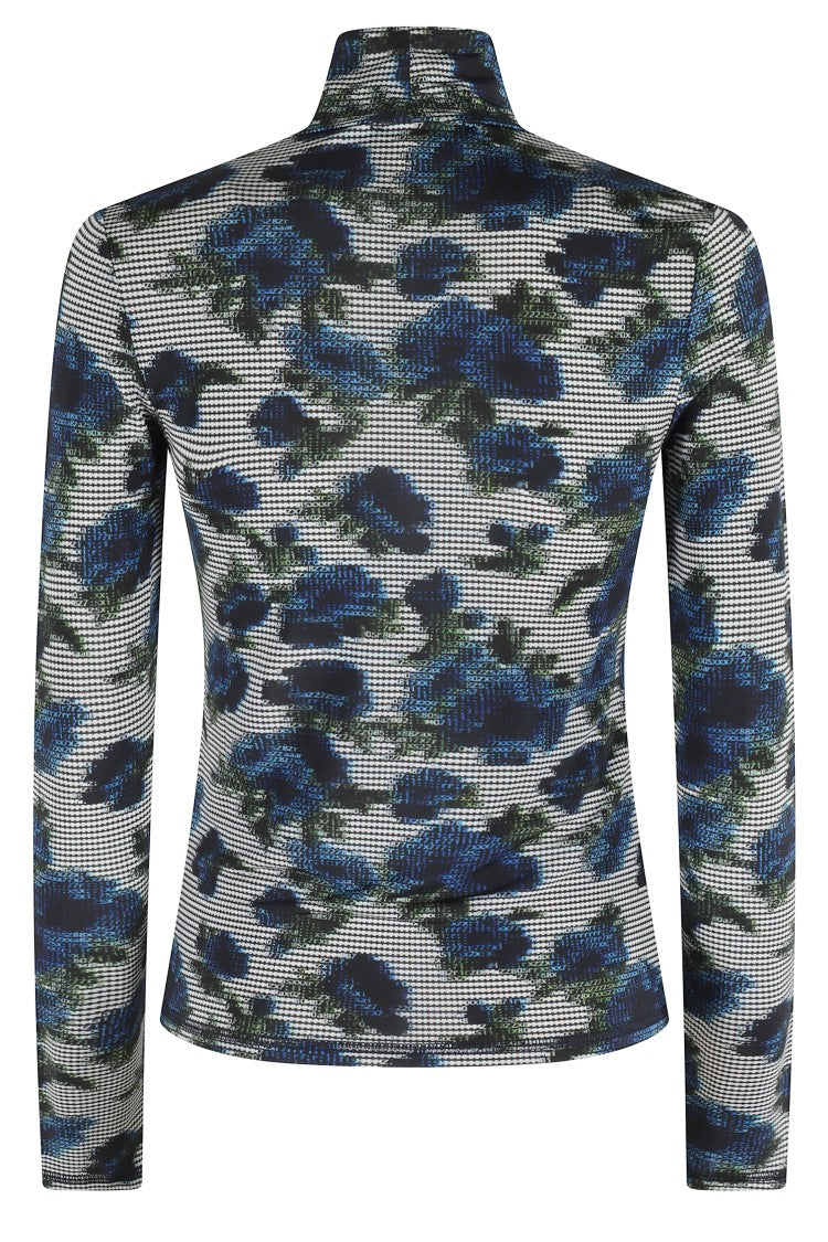 Coperni High-Neck Fitted Jersey Top With Abstract Floral Print