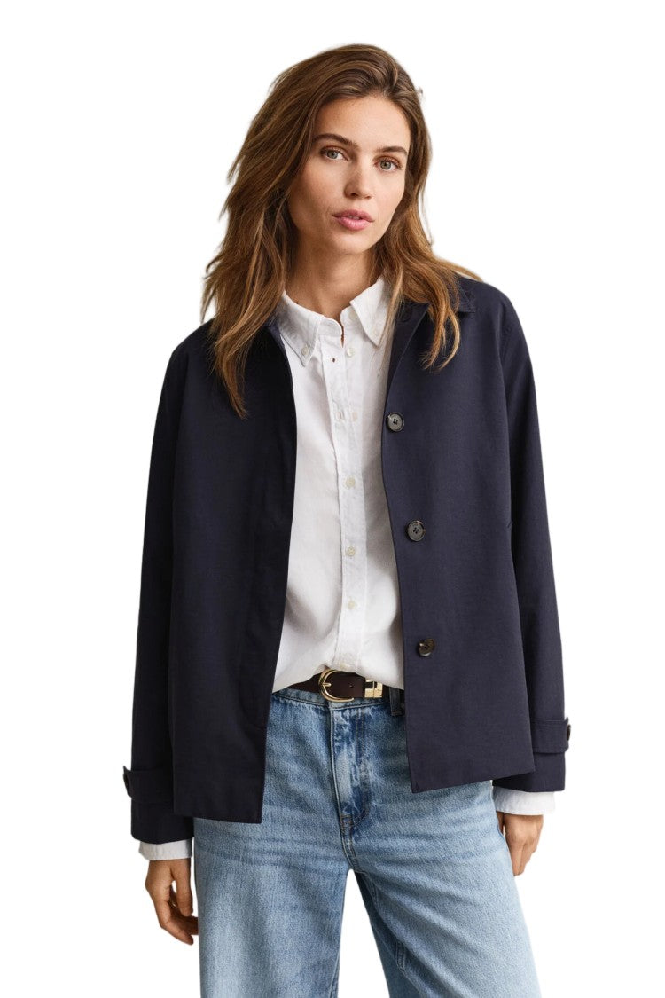 Gant Mid-Length Cotton-Blend Dwr Concealed Button Coat