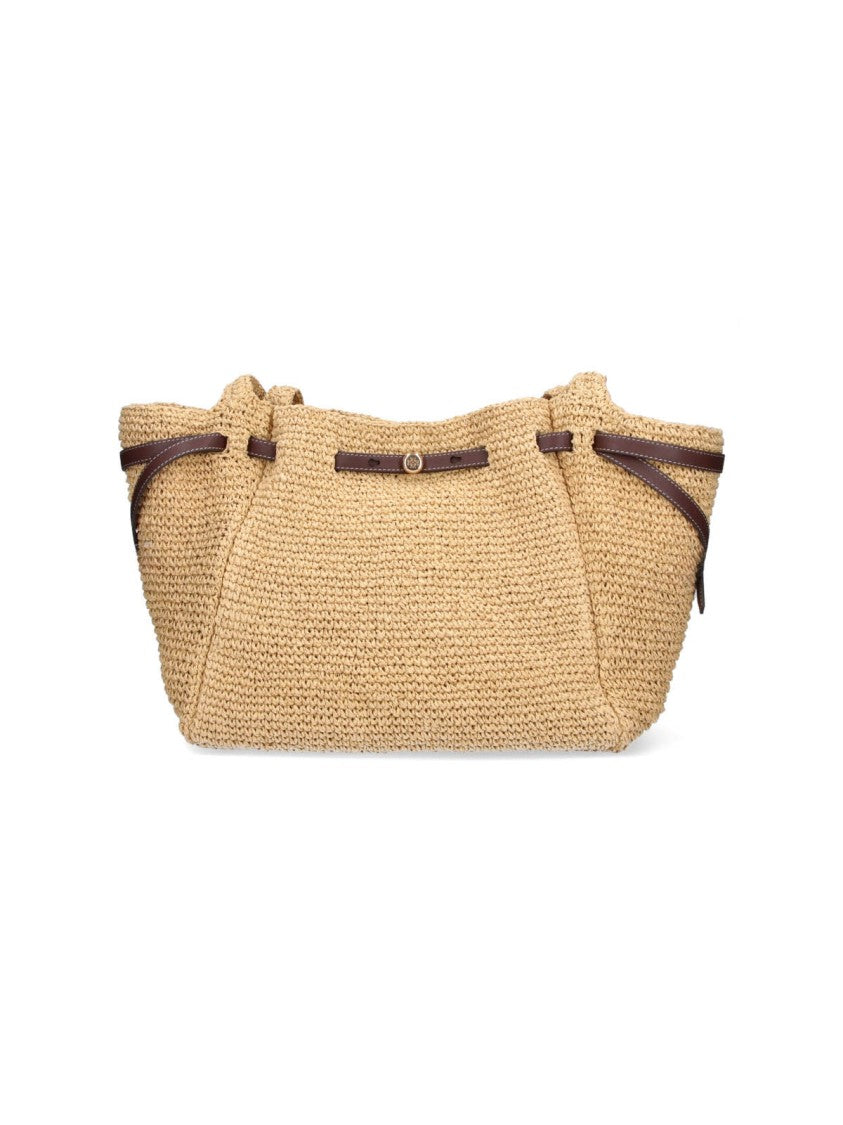 Tory Burch Beige Spacious Woven Leather Bag