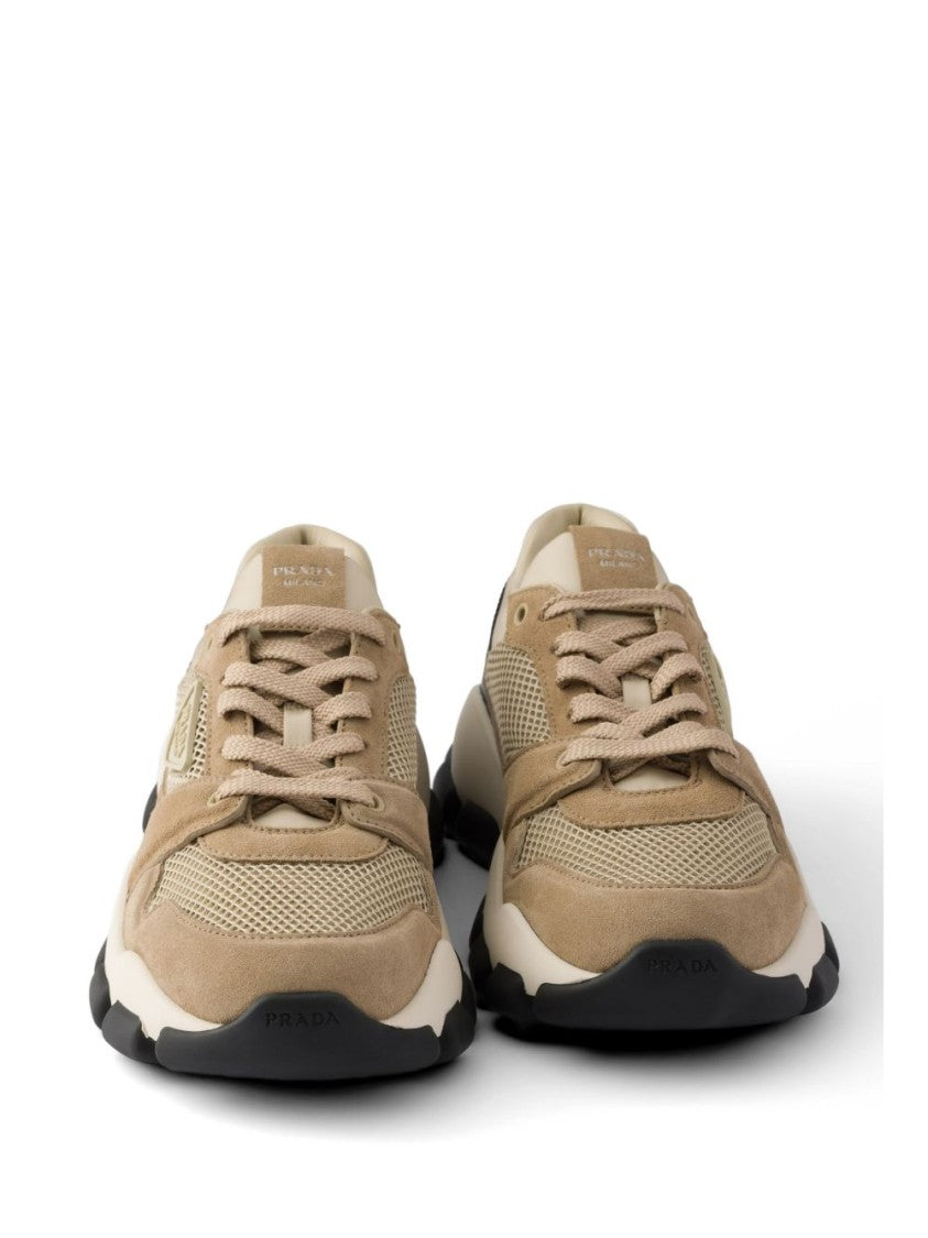 Prada Mesh Suede Lace-Up Sneakers