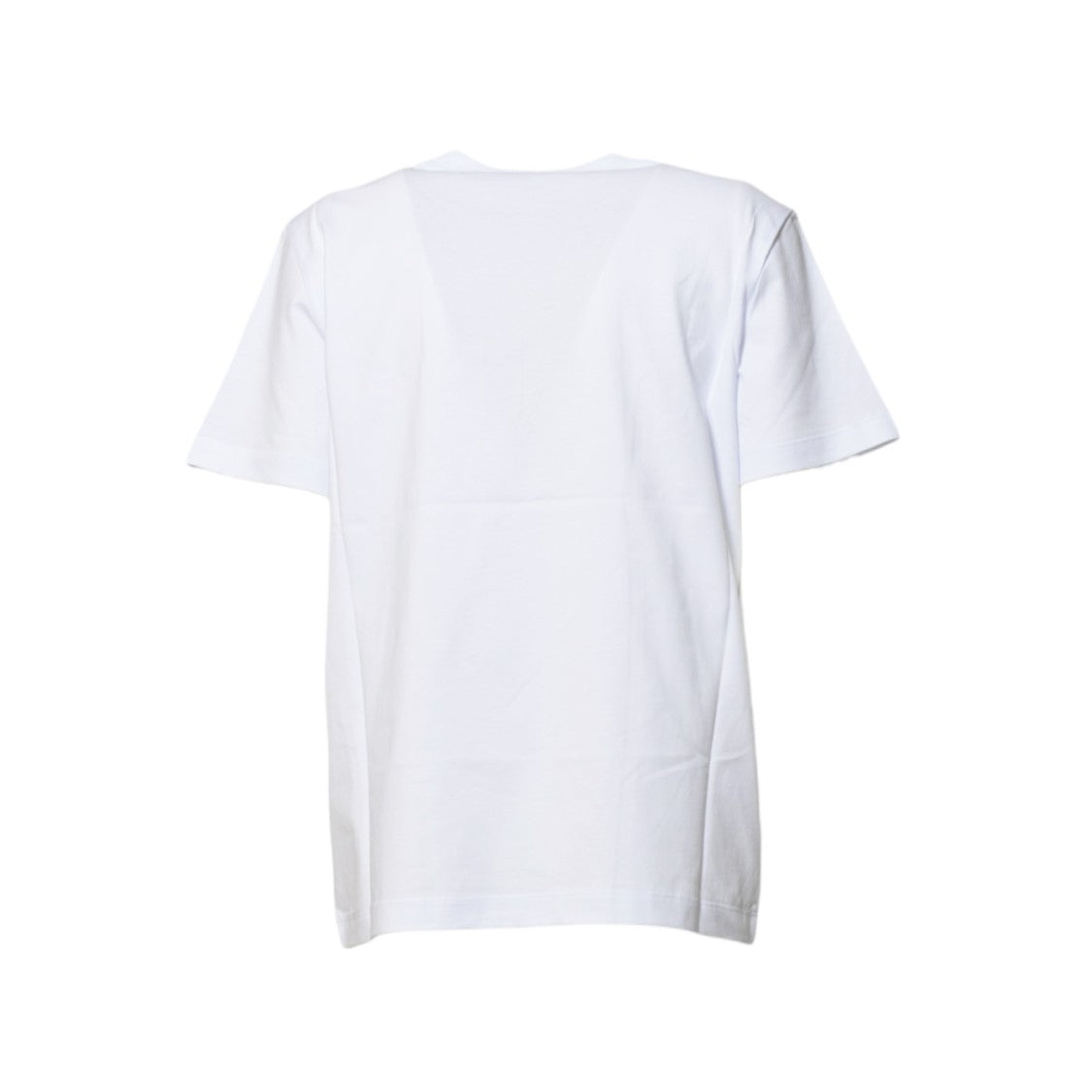 Msgm White Cotton T-Shirt With Glitter Brush Logo Print