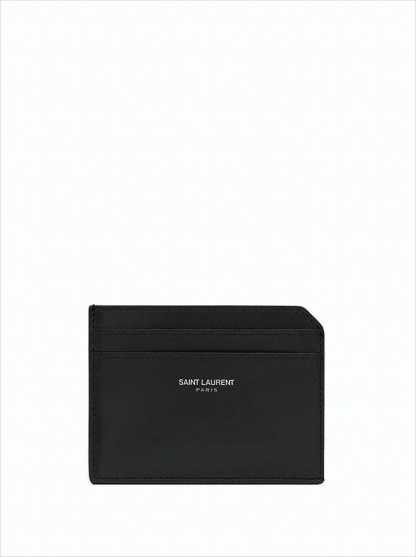 Saint Laurent Calf Leather Card Wallet With Minimalist Design