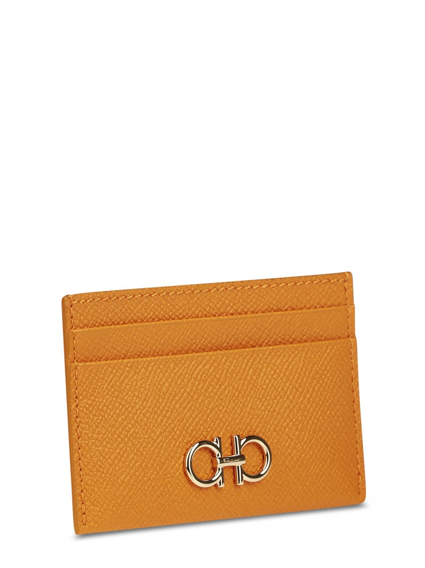 Ferragamo Textured Calfskin Wallet With Logo Emblem