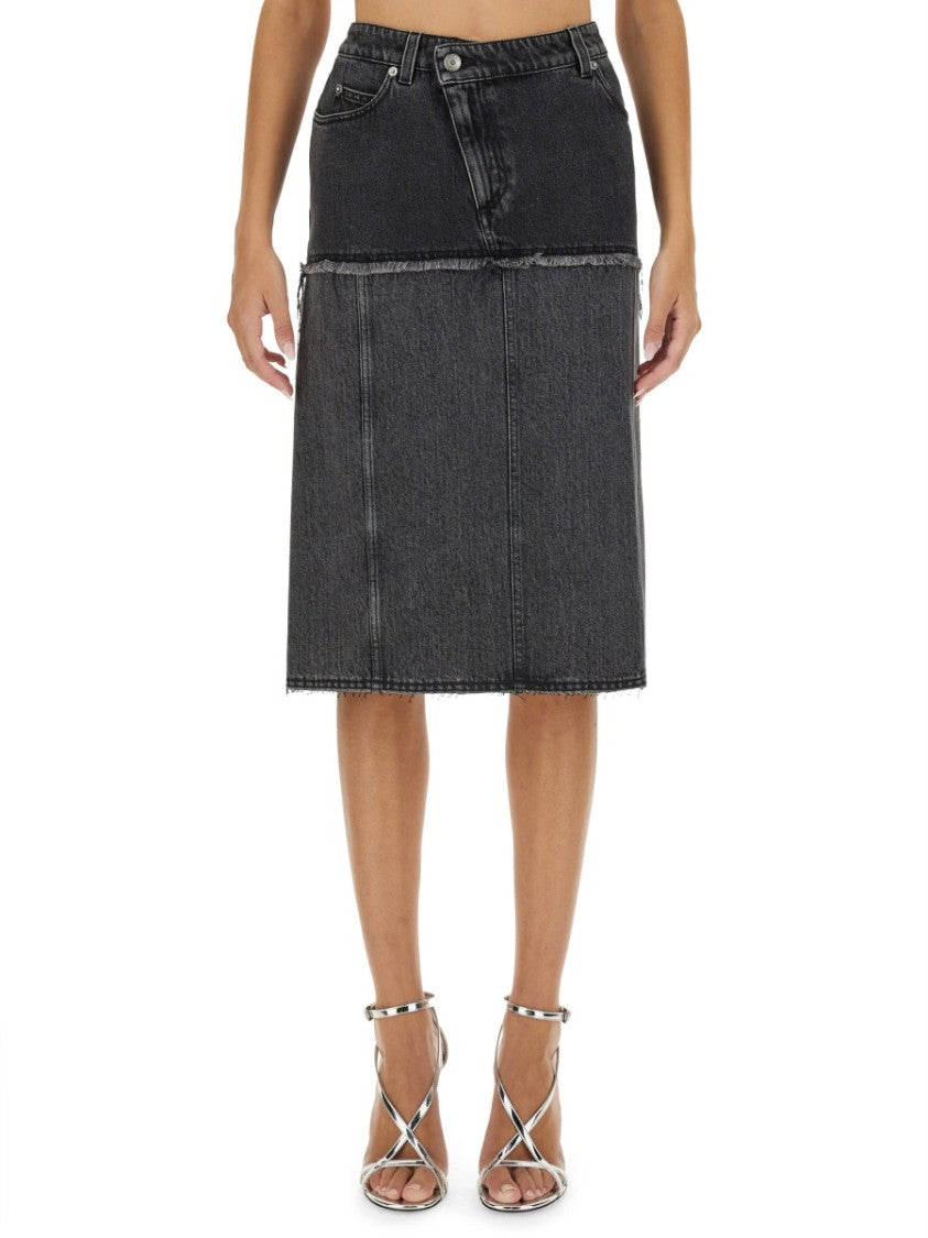 Alexander Mcqueen Two-Tone Denim Skirt