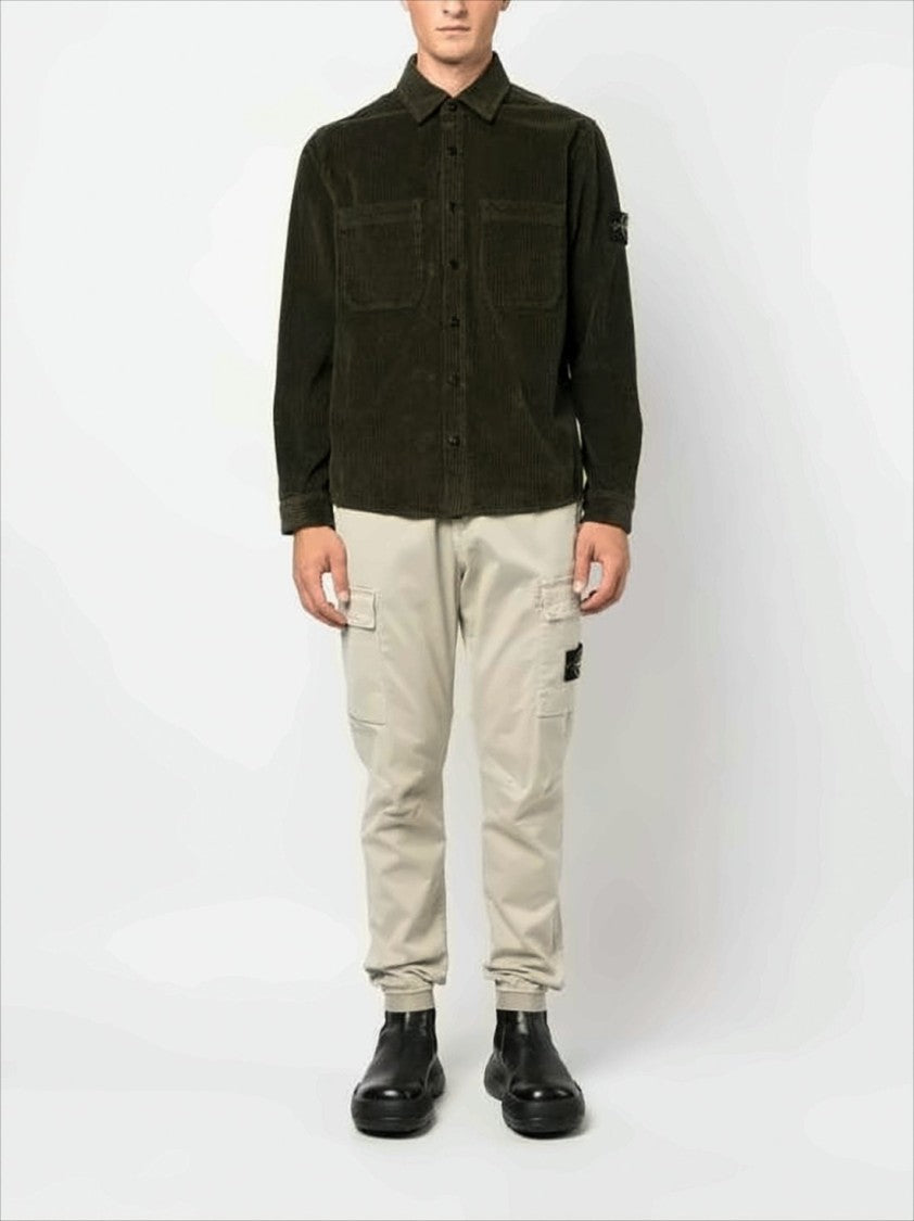 Stone Island Corduroy Long-Sleeve Shirt With Classic Collar