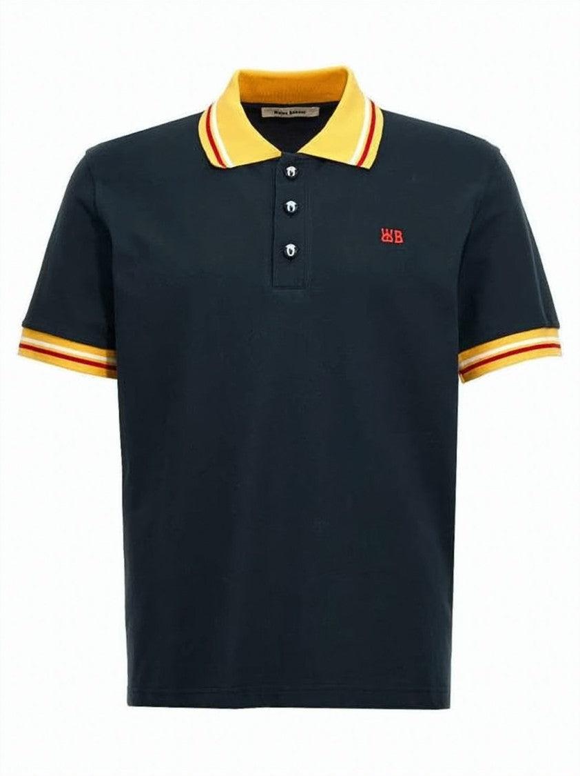 Wales Bonner Contrasting Collar Short Sleeve Polo Shirt