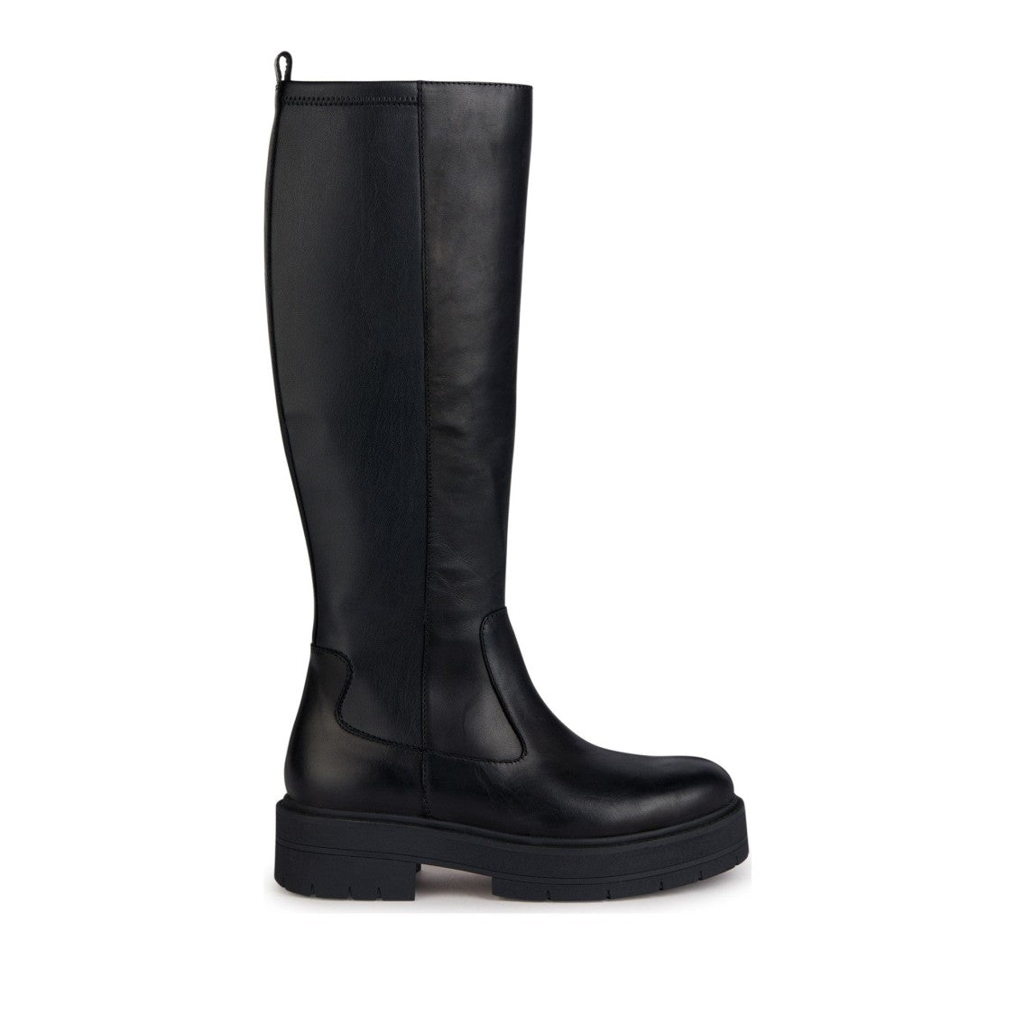 Geox Black Spherica Ec7 Textured Sole Zipper Leather Boots