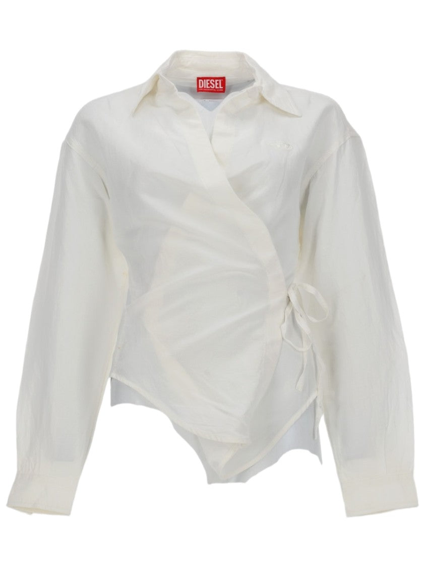 Diesel Wrap-Style Modal-Blend Cropped Blouse