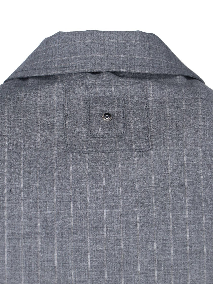 White Sand Grey Pinstripe Virgin Wool Blend Jacket