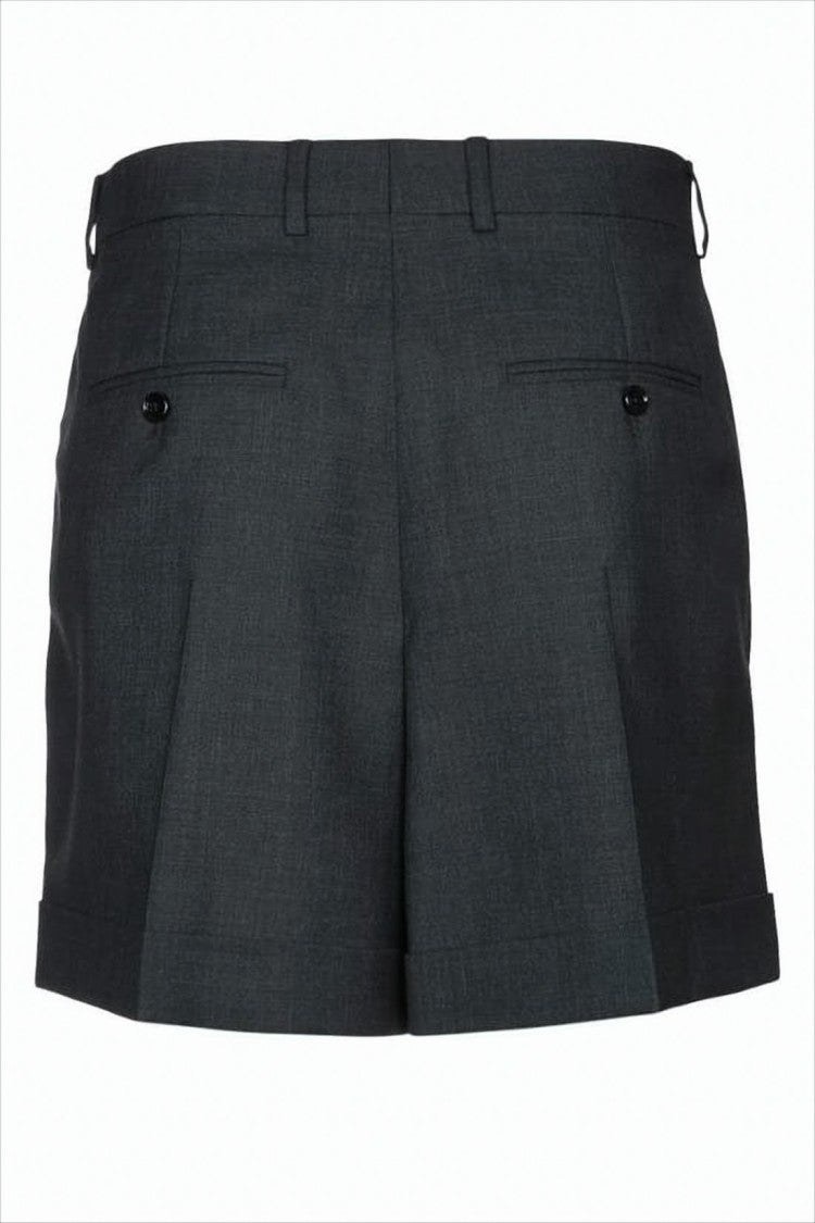 Celine Tailored Grey Shorts With Front Pleats And Cuffed Hems