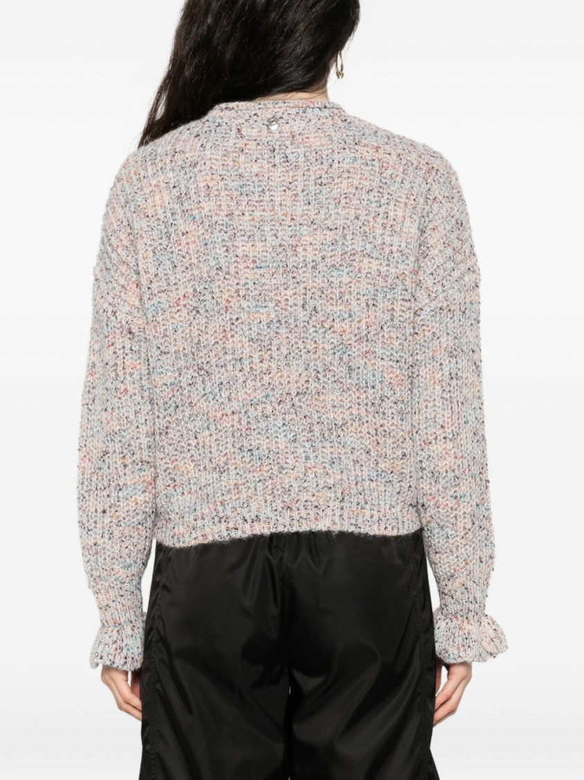 Twin-Set Textured Knit Sweater With Ruffled Edges