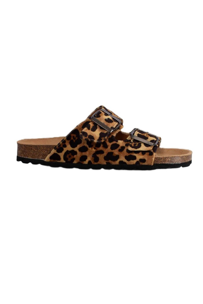 Mc2 Saint Barth Cork Sandals With Adjustable Leopard Print Straps