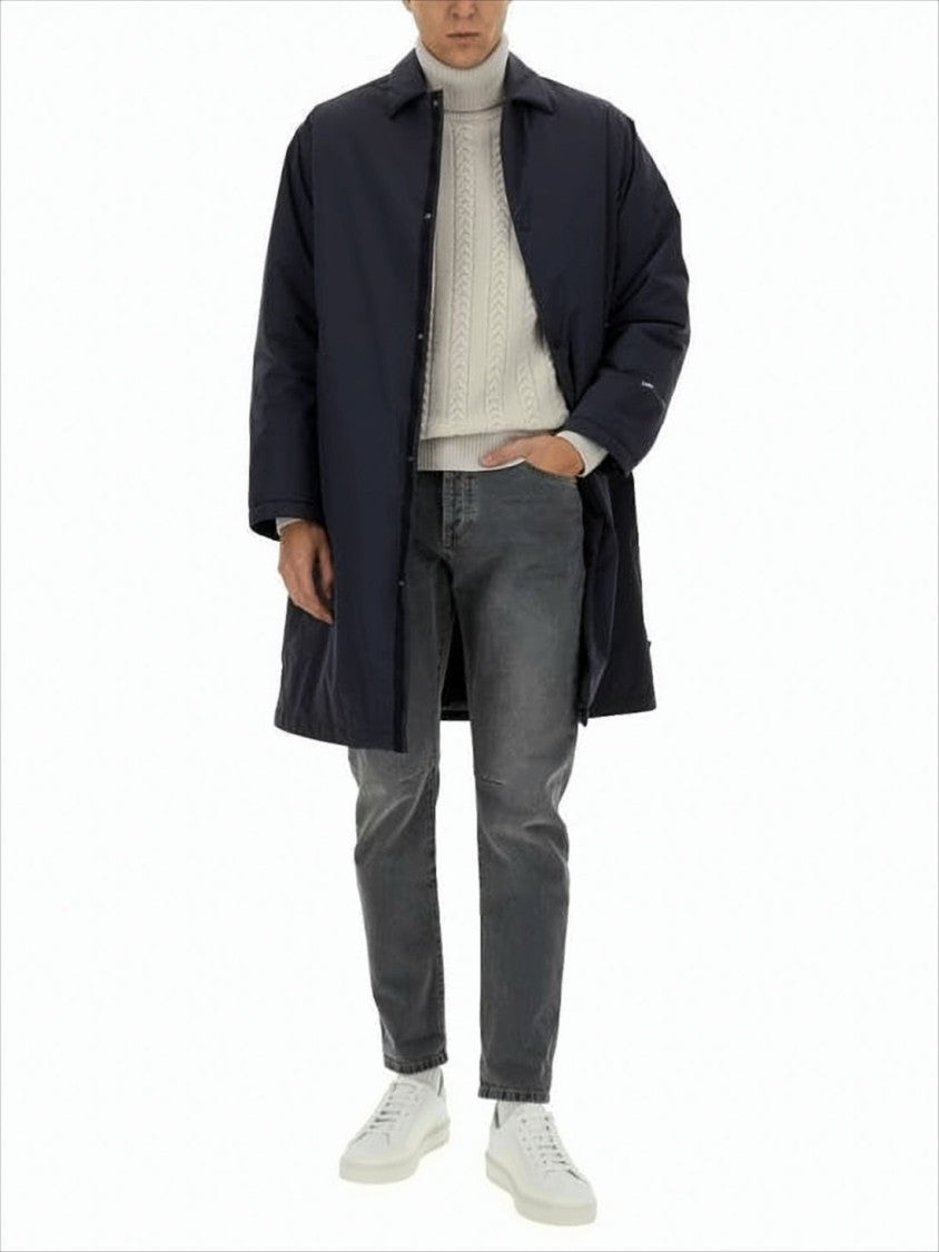 Herno Mid-Thigh Length Blue Coat