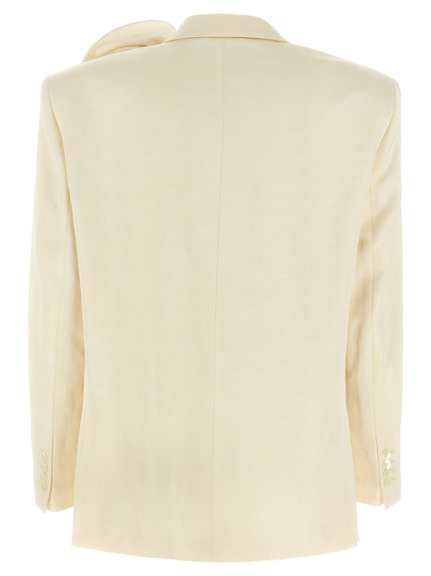 Magda Butrym 01' Linen Blend Blazer With V-Neck Lapels