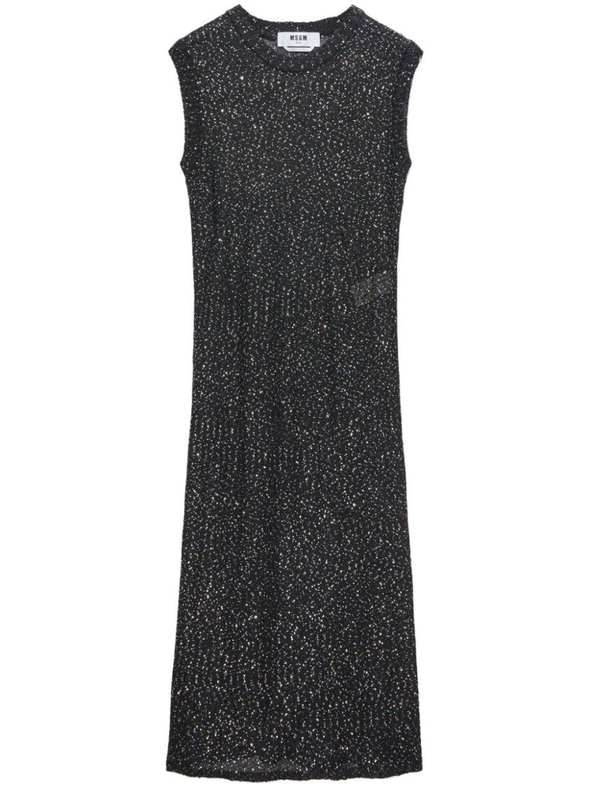 Msgm Black Long Knitted Dress
