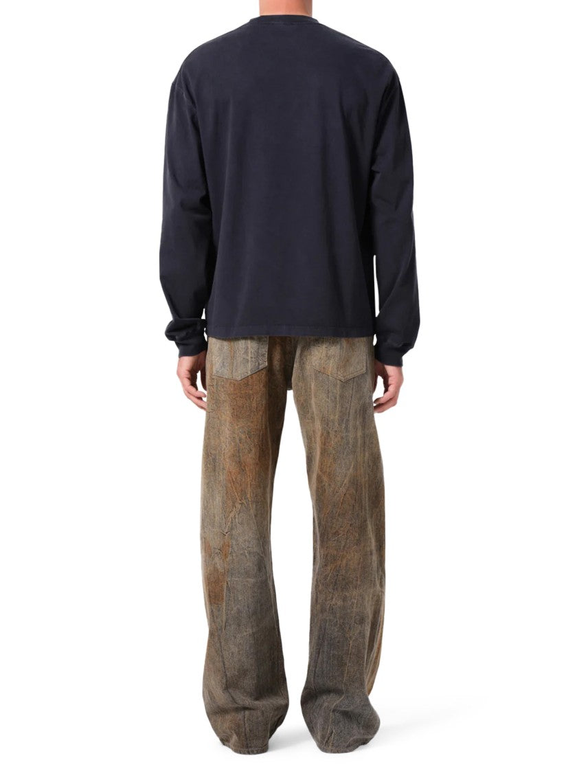 Agolde Wide-Leg Distressed Bark Trousers With Classic Five-Pocket Design