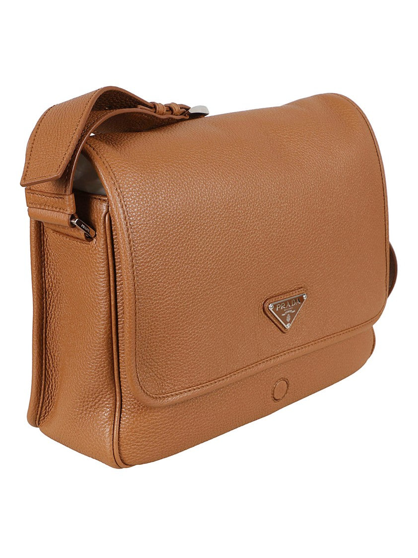 Prada Structured Calf Leather Shoulder Bag