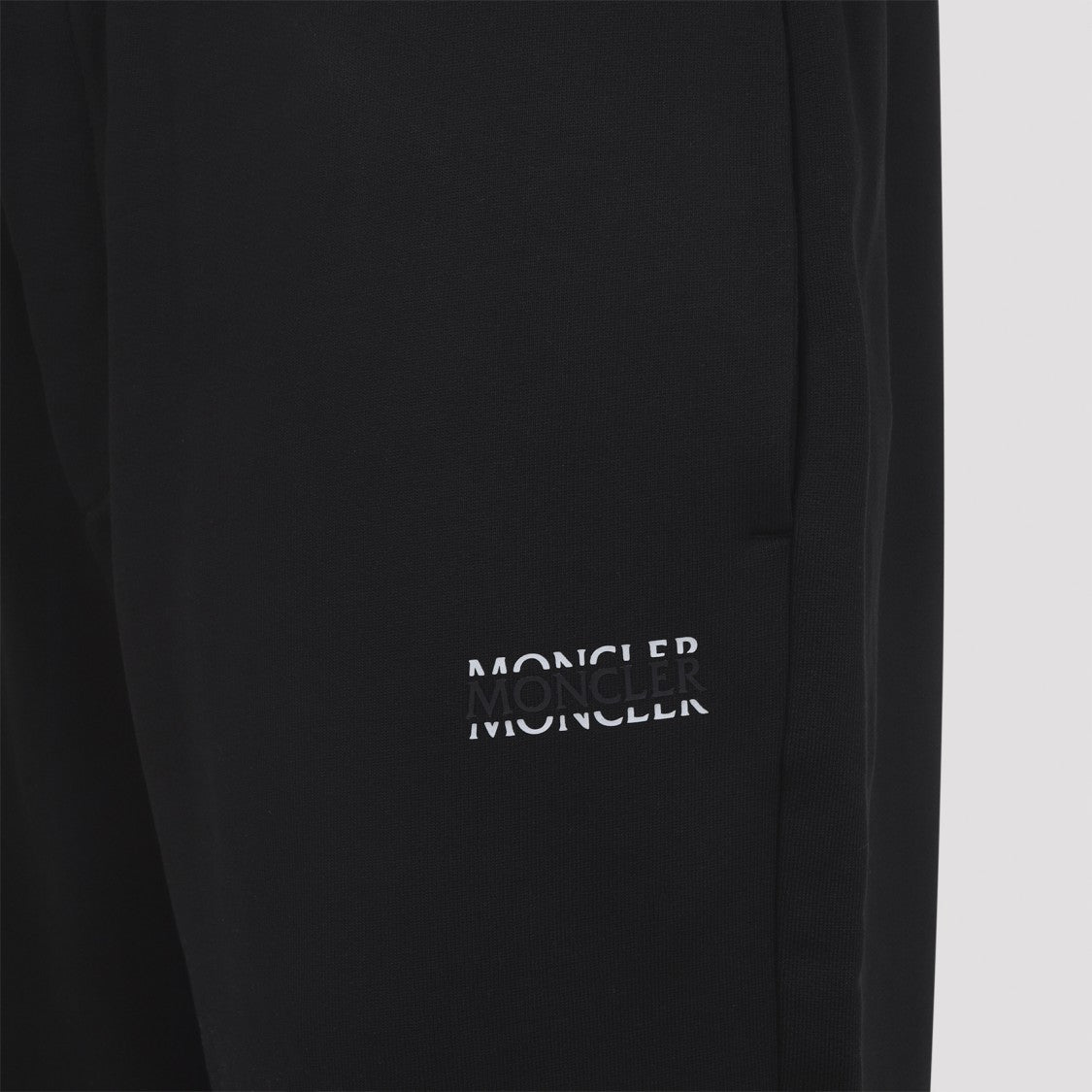 Moncler Black Cotton Track Pants With Elastic Waist