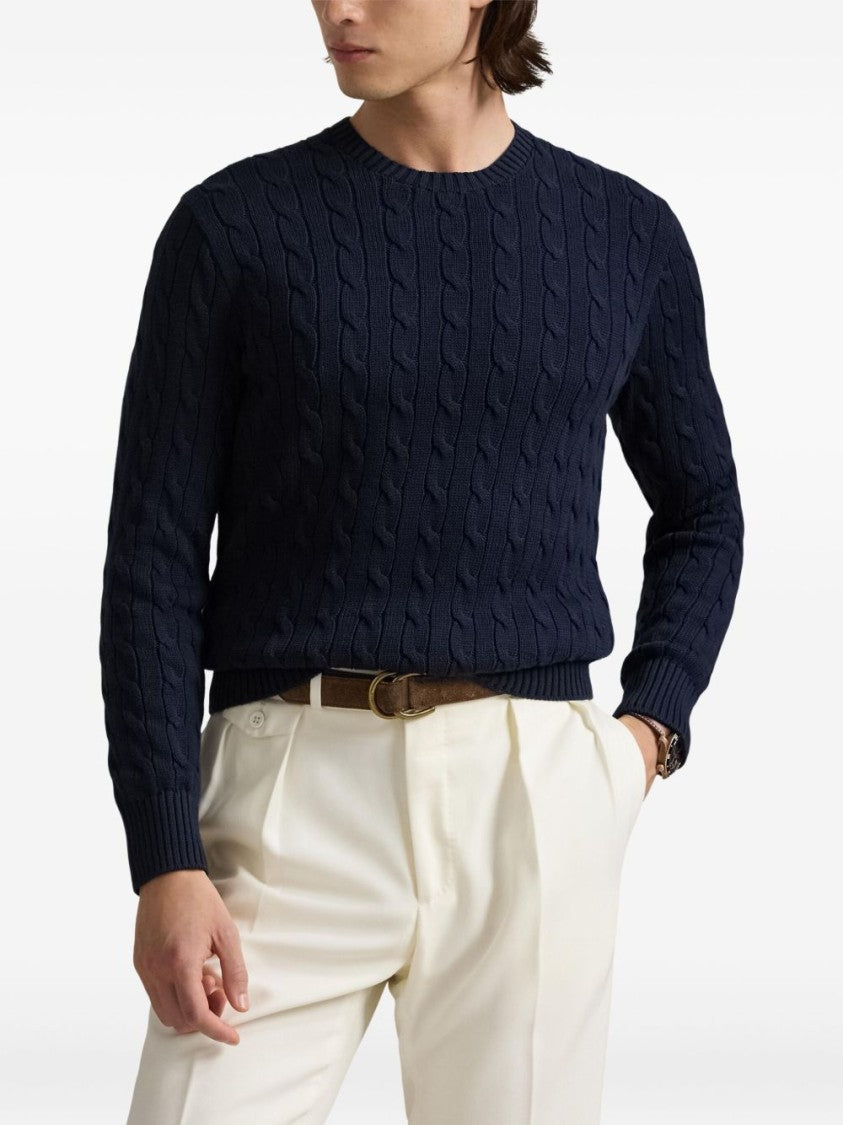 Polo Ralph Lauren Long-Sleeved Navy Pullover With Textured Design