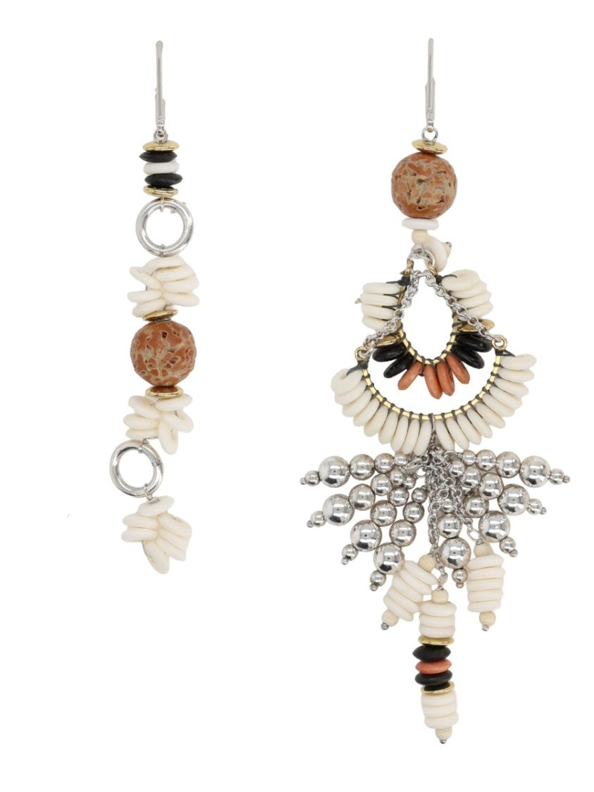 Isabel Marant White Lyna Asymmetric Bohemian Earrings