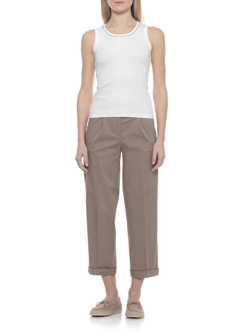 Panicale White Bright Point Cotton Tank Top
