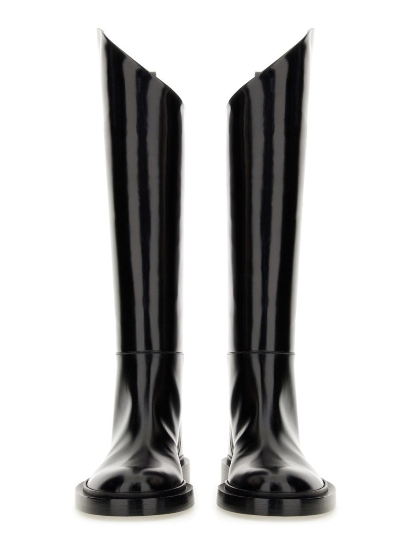 Jil Sander Glossy High-Shaft Leather Boots