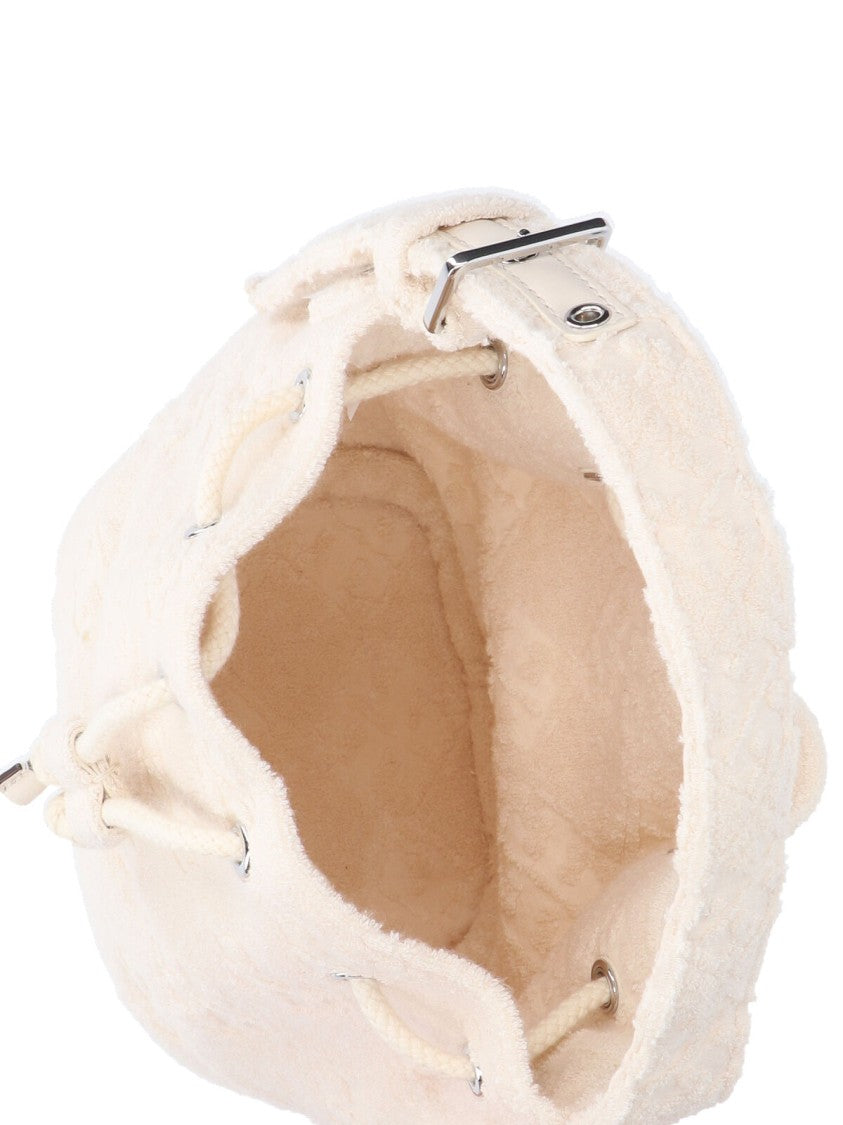 Tory Burch T Monogram Small Bucket Bag – White