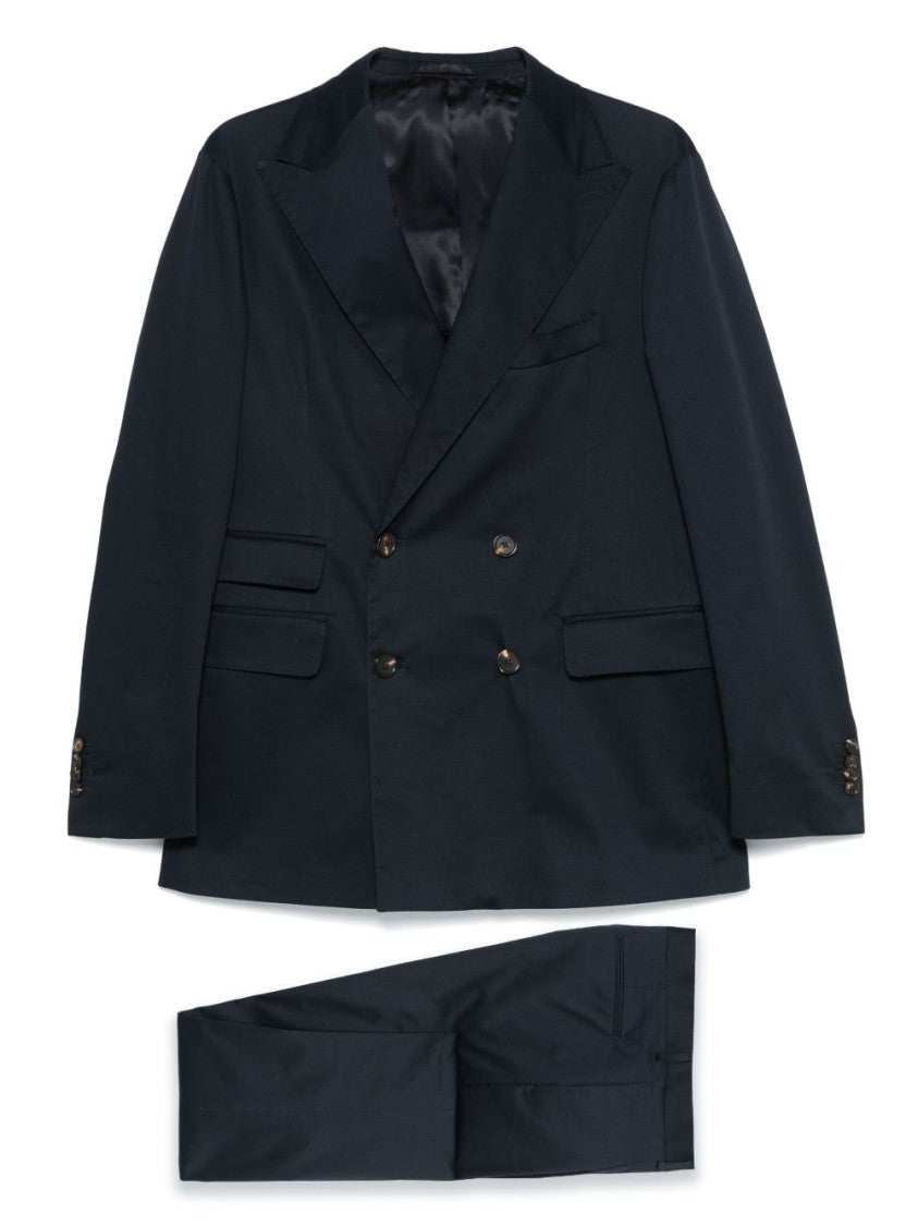 Doppiaa Tailored Navy Blue Double-Breasted Blazer With Straight-Cut Trousers