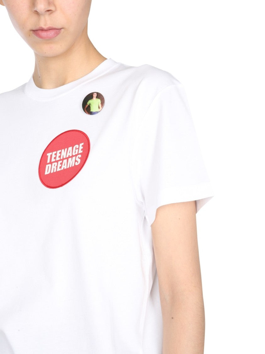 Raf Simons Crew Neck T-Shirt With Graphic Patches