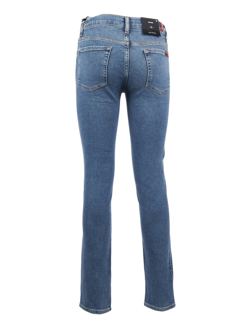 7 For All Mankind Roxanne Fancy Mid-Rise Straight-Leg Tailored Pants