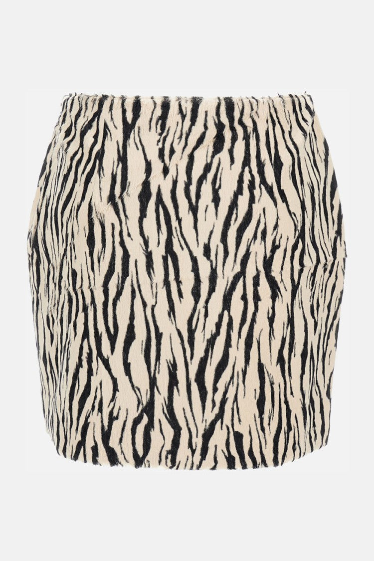 Rotate Birger Christensen Fitted Pencil Skirt With Bold Zebra Print
